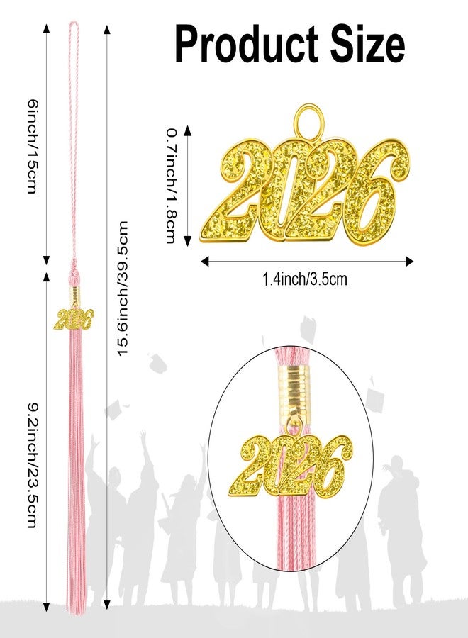 ldyllicStyle 2026 Graduation Tassel, Pink Tassels for Graduation Cap, Class of 2026 Tassel with Golden Charm for Graduations Cap Hat Decorations Accessories Academic Memorial Grad Ceremonies Party Favors Supplies - Image 2